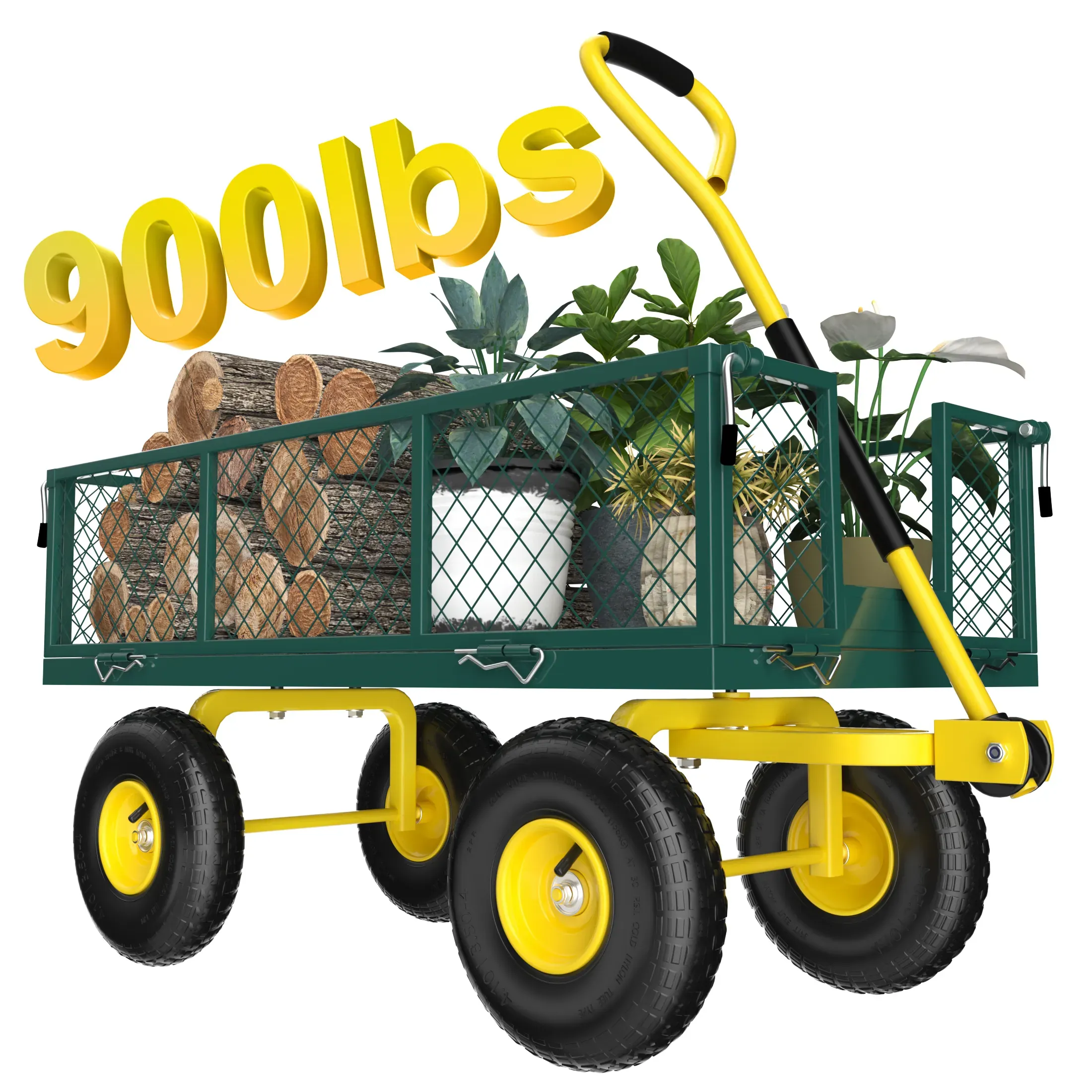 900 lbs Garden Cart with Removable Sides, Green